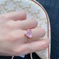 Barbara Bangladesh Jewelry GEM girl Zircon pink geometric heart open ring Korea. 