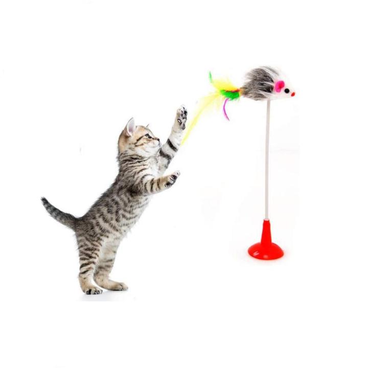 Pet Cat Toy Feather False Mouse Bottom Sucker Cat Kitten Playing