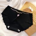 Ice Silk Underwear Girl Student Japanese Style Traceless Cute Mid-Waist Hip Lifting Summer Cool Antibacterial Underwear Heart Peach Underwear.