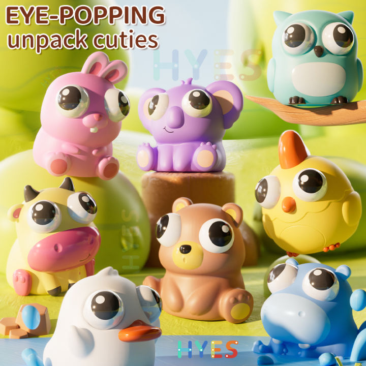Pop Eye Squeeze Cartoon Animal Sensory Toys Fun Novetly Fidget Stress Relienxiety Eyeball Bouncing Toy Gifts For Kids Adults