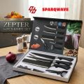 Zepter International Premium 6-Piece Knife Set, Non-Stick Coated, includes Large Cleaver, Chef's Knife, Paring, Utility Knives, Shears, Peeler. 