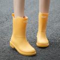 Women's Mid-Calf Rain Boots Warm with Velvet Work New Rubber Shoes Women's Waterproof Non-Slip Winter and Summer Rain Boots. 