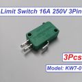 3Pcs- Micro Limit Switch 16A 250VAC SPDT 3 Pin KW7-0 KW7 T125 5E4 Common Terminal Press Lever Switch For Microwave Oven Game Machines Electric Cookers Blender. 