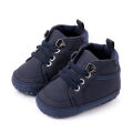 Baby Boy Shoes Solid Color PU Leather With Shoelace Soft Cotton Non-slip Soled Infant Toddler Shoes Sneakers for Kids Boys Girls.