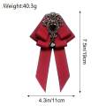 Pre Tied Bow Tie Brooch Pin Retro Style, with Long Ribbon , Adjustable ,Rhinestone Clothing Accessories Necktie for Wedding Teens. 