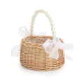 Wicker Flower Girl Basket for Weddings, Rattan Flower Basket.