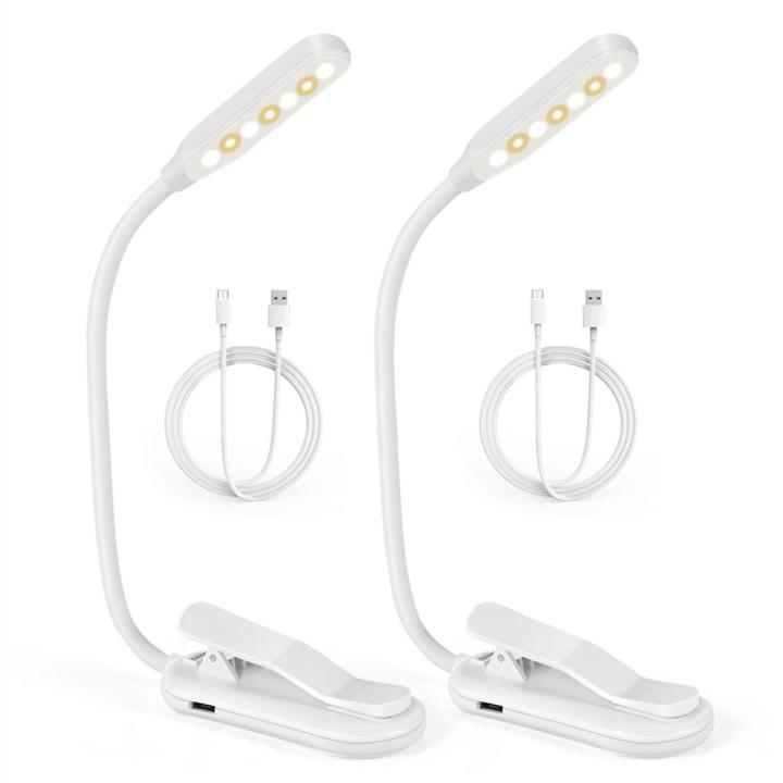 Book Light, Reading Light with 3 Colors, Book Light for Reading in Bed Rechargeable Reading Lights for Books White 2Pcs