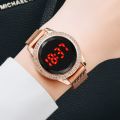 Luxury Digital Red LED Watches For Women Magnetic Stainless Steel Belt Quartz Clock Ladies Wrist Watch Fashion Business Watch. 