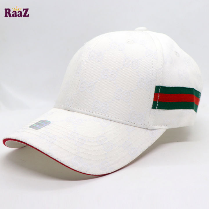 White GG logo Cotton Curved Visor Cap