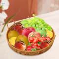 Woven Serving Tray Holder with Handles Kitchen Tray PP Material Rattan for Home Kitchen Bakery Household Decoration Brown Bread Storage Tray.