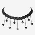 Black Flower Rhinestone Choker Necklace Women.