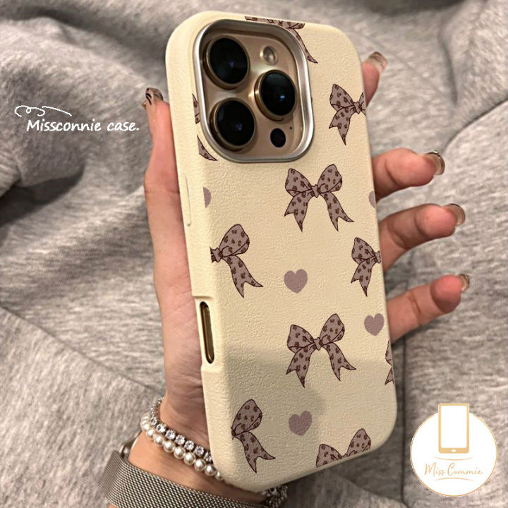 Fashion Leopard Print Bowknot Love HeartCase Compatible For IPhone 15 13 17 11 16 14 12 Pro Max Air 15 16 Plus XR XS Max 17 13 14 12 14 Pro Luxury Skin Feel Leather Texture Cover