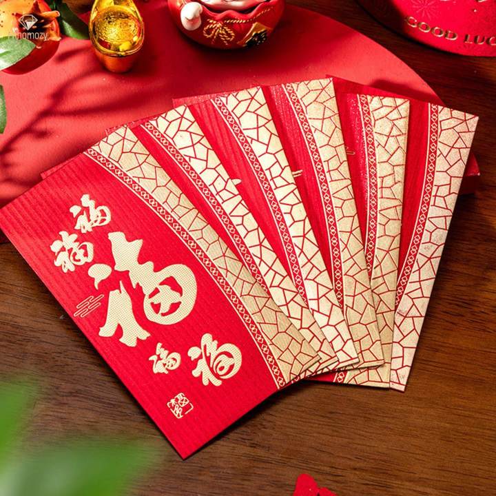 6 Pieces Chinese New Year Red Envelopes Decorative Lucky Money Envelopes for Festivals Wedding