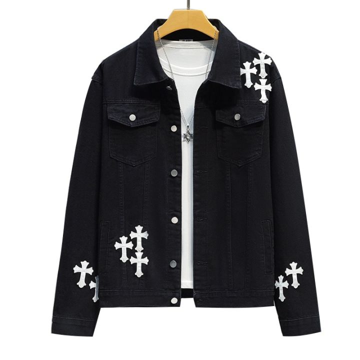 Men's%20Fashion%20Cross%20Embroidery%20Denim%20Jacket%20Spring%20and%20Autumn%20Ins%20Street%20Fashion%20Label%20Loose%20Jean%20Jacket%20Chaquetas%20Hombre%20-%20Image%207