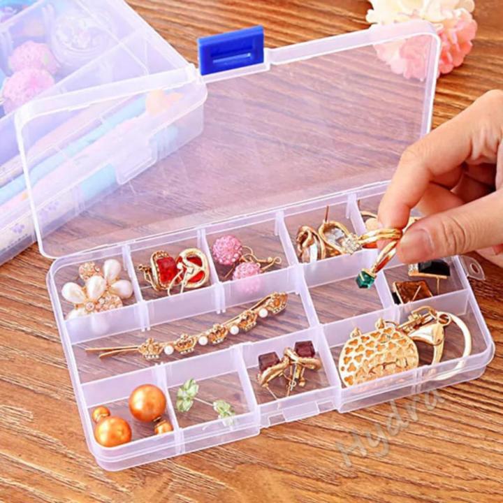 15/10 Compartment Ornaments Plastic Storage Box Case for Bead Rings ...