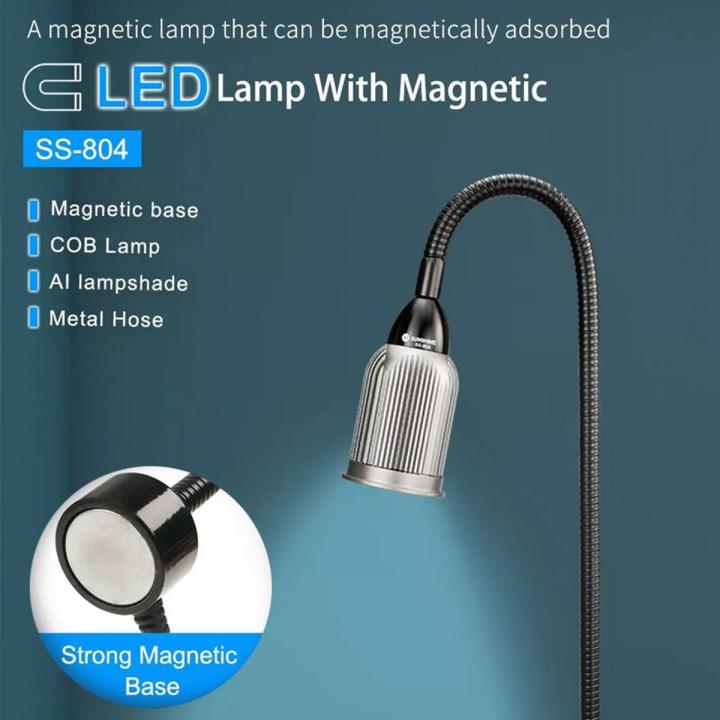 Magnet LED LAMP SS-804 Stainless Steel Magnetic LED Lamps Magnet Base COB Wick lamp Aluminum lampshade Universal AC 220V 10W LED Light Bulbs