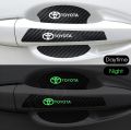 8Pcs/Set Car Door Handle+Bowl Anti-Scratch Carbon Fiber Luminous Glow in Dark Film Protective Stickers With Logo For Toyota. 