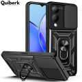 Quiberk for Vivo Y17s Phone Case Slide Camera Cover Magnetic Kickstand Hard Shockproof Armor Back Casing. 