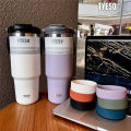 Tyeso 600ml 750ml 900ml Vacuum Insulated Tumbler With Coaster Stainless Steel Coffee Cup Thermos Water Bottle Car Thermal Mug. 