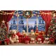 Fabric Material Photo Backdrop Artistic Printed Design Portable Size Photography Background Easy-to-Install Red Curtain Xmas. 