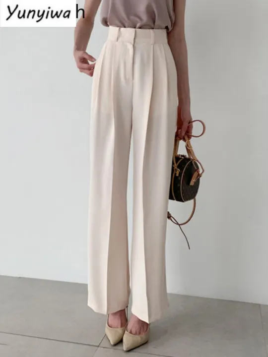 Loose%20Pants%20Women%20Korean%20Chic%20Summer%20Retro%20Western-style%20High%20Waist%20Thin%20All-match%20Straight%20Tube%20Wide-leg%20Trousers%20-%20Image%203