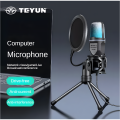 Cheap RGB 3.5mm USB Recording Mic Kit with Shock Mount Tripod Laptop Desktop Wired Computer Gaming Microphone for Pc Cell Phone.