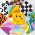 3D Embroidery Punch Needle Mug Rug Kit Coaster Rainbow Magic Embroidery Needle Art Craft Supplies Set for Adults Gift Home Decor.
