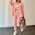 Loose Long-Sleeved Shirt and Pants Set for Women – Casual 2-Piece Set.