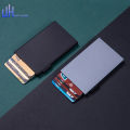 Popup card holder wallet Rfid Credit Card Holder Metal Thin Slim Smart Wallet Men Women Wallets Pop Up Minimalist Small Black Purse Mini Wallets for Men. 