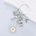 New Cooking Keychain Dinner Key Ring Cook Book Knife And Fork Beater Blender Frying Pan Key Chain Chef Gift DIY Handmade Jewelry Fayshow.