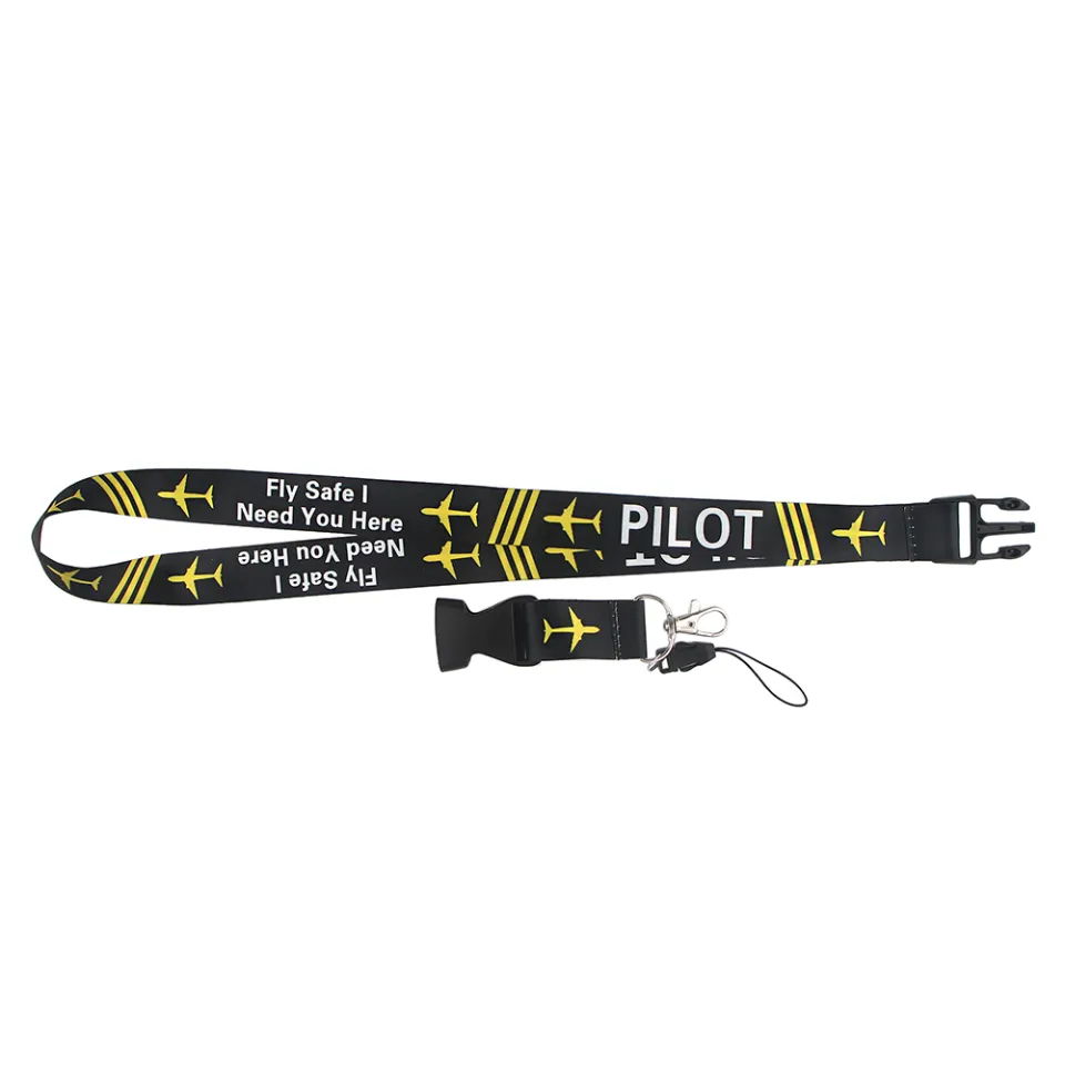 YQ1075 Aircraft Keychain Lanyard Airplane Pilot ID Card Cover Neck