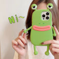 Sroof  Case  For iPhone 6 7 8 11 12 13 14 15 16 Pro 7 8 14 15 Plus 12 Mini 13 Mini X XR XS Max Fun and funny cartoon cute green frog silicone soft shell anti drop phone case back cover. 