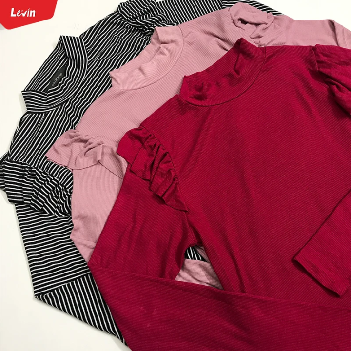 Girls%20Ribbed%20Ruffle%20Trim%20Shoulder%20Mock%20Neck%20Tops%20From%20Levin%20-%20Image%203