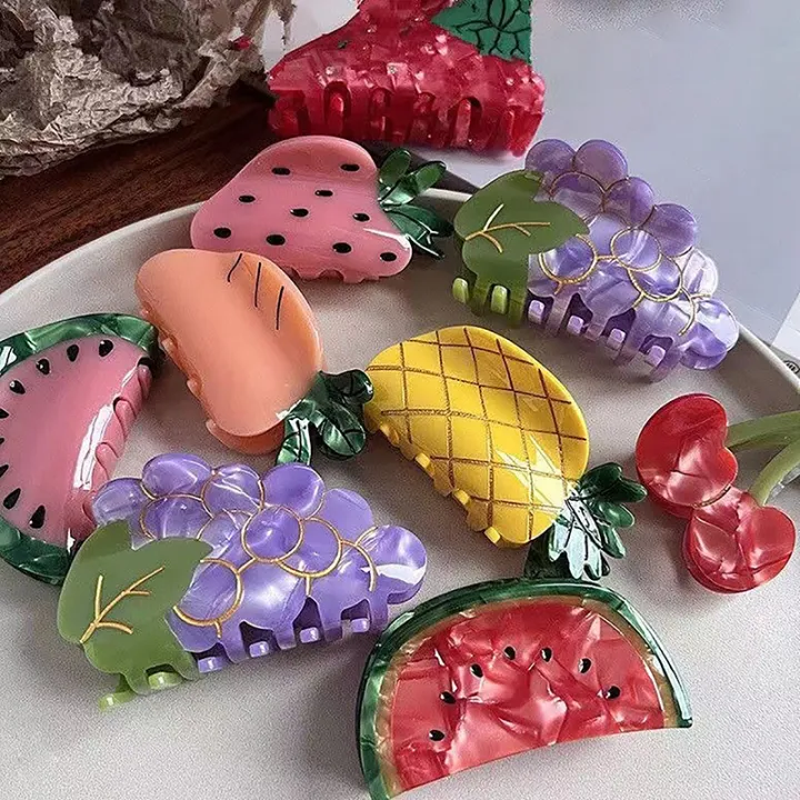 Acetate%20Cute%20Summer%20Vegetable%20Fruit%20Hair%20Clip%20Watermelon%20Lemon%20Cherry%20Hair%20Claw%20Fashion%20Shark%20Clips%20For%20Women%20Hair%20Accessories%20Bayline%20-%20Image%202