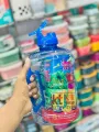 3 Liter Motivational Water Bottle with Time Marking - BPA Free 3l Large Leakproof Water Jug Daily Hourly Tracker Blue. 