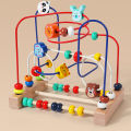 Baby Montessori Early Learning Educational Math Toys Wooden Circles Bead Wire Maze Abacus Puzzle Toys For Kids Boy Girl Gift SnowWhite.