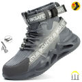 【selevn roind】 New Fashion Man Safety Shoes Puncture-Proof Work Sneakers Lightweight Men Steel Toe Cap Indestructible Boots Male Footwear.