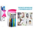 Automatic Toothpaste Squeezing Device Plastic Toothbrush Holder.