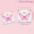 50Pcs Pink Butterfly Loot Bags Party Plastic Goodie Bags Boho Candy Gift Bag Birthday Wedding Party Decor Candy Boxes Party Supplies Loot Bags For Birthday Packaging Plastic Bag. 