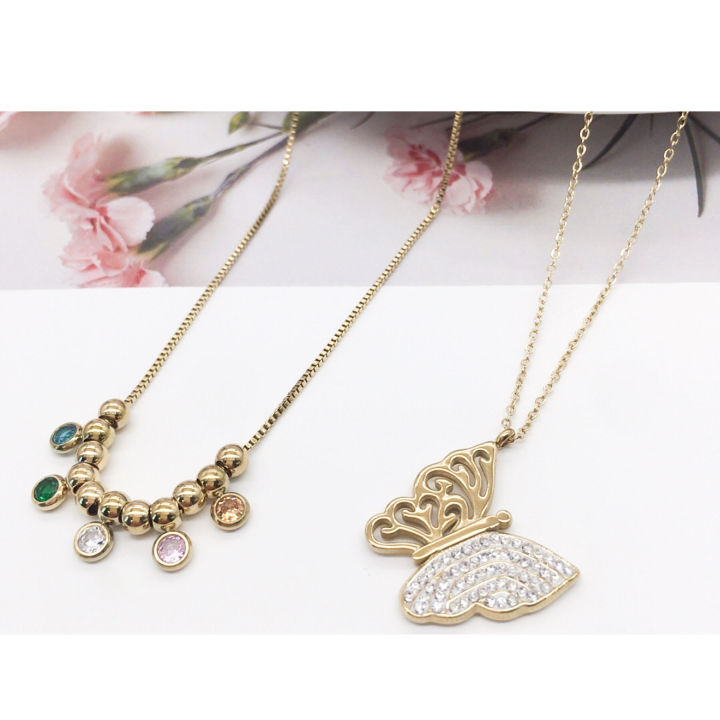 TTM Xuping Mens Punk 14K Gold Jewelry Zircon Crystal Stainless Steel women necklace with fast shipping