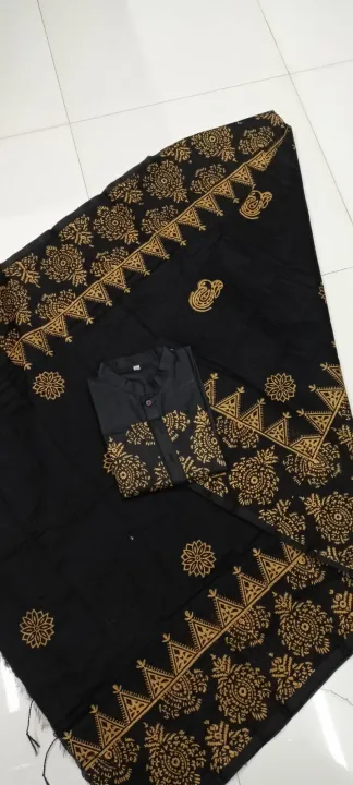 Occasional%20Dress/Couple%20Set/Matching%20Dress/Traditionally%20Dress/Sari%20And%20Panjabi-%20Block%20Print%20Saree%20&%20Panjabi%20-%20Sari%20-%20Saree%20-%20%E0%A6%B6%E0%A6%BE%E0%A7%9C%E0%A6%BF%20-%20Image%204