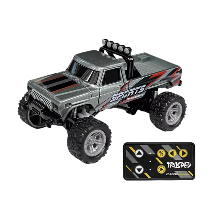 TRASPED 1/64 Off-Road Monster Truck 1/64 RC Monster Truck Remote Control Mini Climbing Car Alloy Model 2.4G Remote Control Electric Vehicle