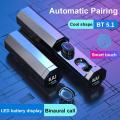 TWS Wireless Bluetooth Headset V5.1 Headphones Pull Out Digital Display Earbuds Smart Fingerprint Touch Earphone. 