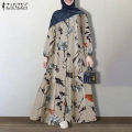 ZANZEA Muslimah Women Muslim Kaftan Arab Button Full Length Loose Basic Maxi Shirt Dress. 