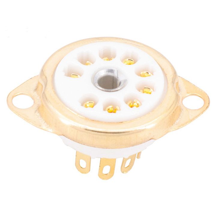 NXFDSIOZ 20PCS Ceramic B9A Gold-Plated 9Pin Vacuum Tube Socket Panel Chassis Mount for ECC81 ECC82 ECC83 EL84 6922 Vacuum Tube