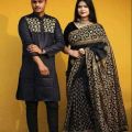 Stylish & fashionable New Matching best/Coupple Dress/For Men & Women / Saree & Panjabi/ (Combo Set)) - Panjabi - Panjabi For Men. 
