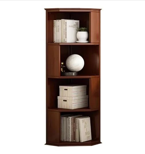 Flexible%20Bookcases%20Bookshelf%20Triangle%20Corner%20Standing%20Bookcase%203/4/5%20Tiers%20Book%20Rack%20for%20Bedroom%20and%20Living%20Room%20Bookshelves%20Perfect%20Furniture%20your%20Home%20&%20Office%20(Brown)%20-%20Image%204