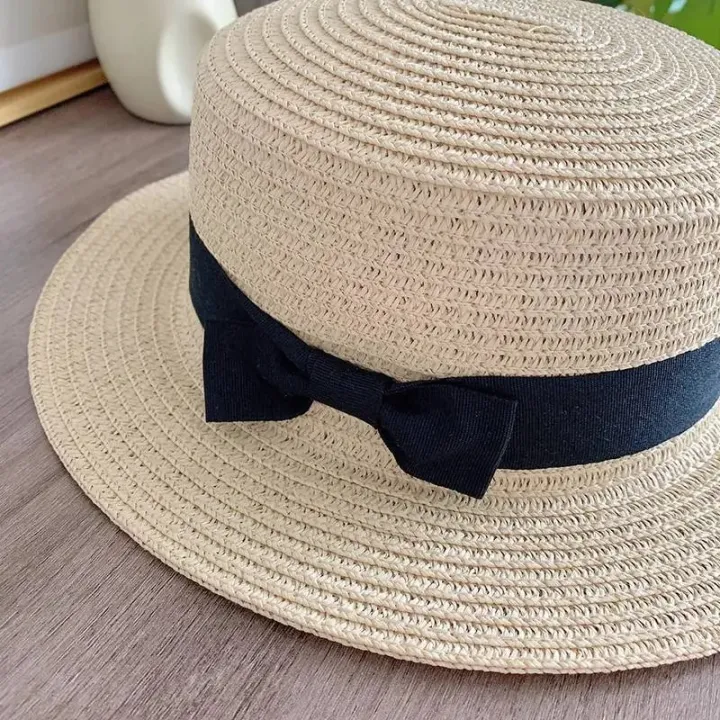 women%20straw%20hat%20Flat%20Top%20Straw%20Hat%20Vacation%20Casual%20Shopping%20Beach%20Hats%20for%20Woman%20Hats%20for%20girls%20Church%20Courtesy%20Panama%20Sun%20Hat%20-%20Image%206