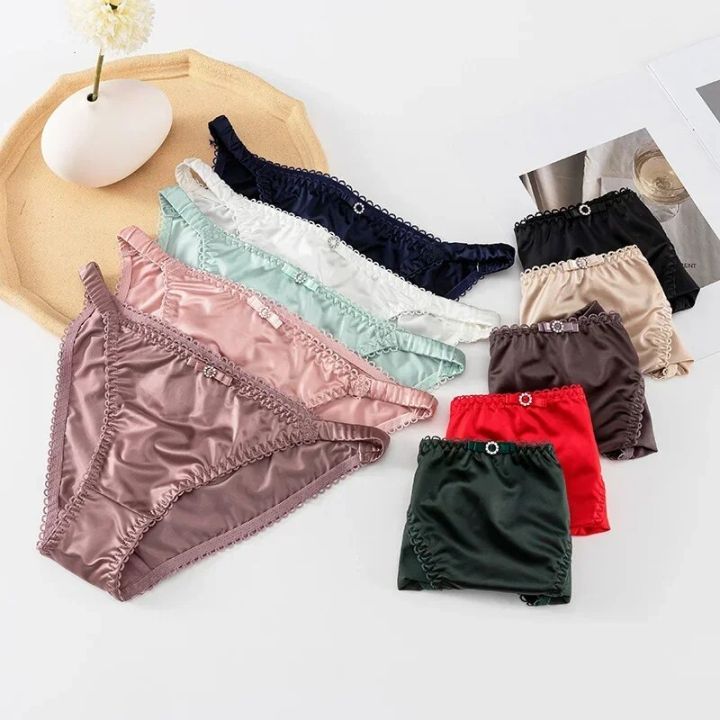 Soft Satin Strings Women Panties Elastic Low Waist Seamless Underwear T-back G-string Lingerie Female