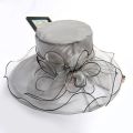 Elegant Women's Summer Hat Wide Bridal Style Leaf Flower Mesh Polyester Shower Hats Solid Color Sun Protection Visors Caps.